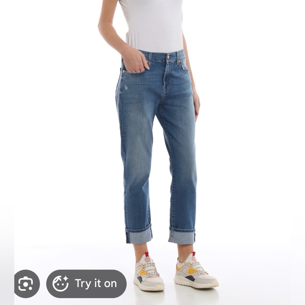 7 For All Mankind Light Blue Cropped Jeans
